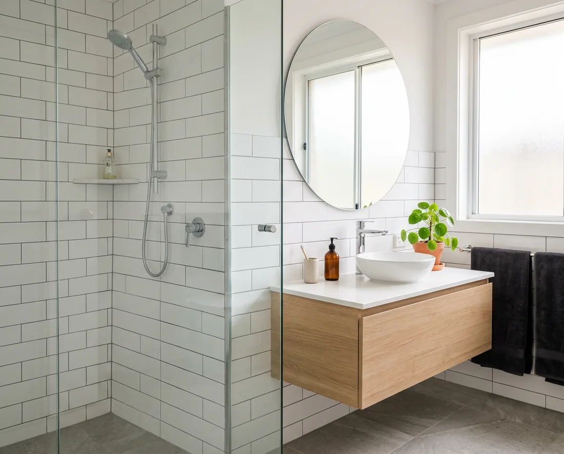 A spotless bathroom with a clear, limescale free shower screen