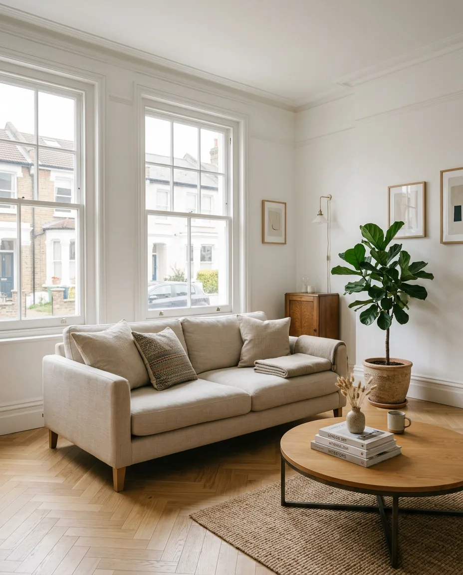 A bright, freshly cleaned central London interior